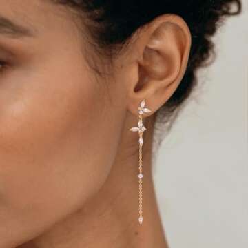 SELFROSE Butterfly Drop Earrings Women, 14K Gold Plated Butterfly Dangle Earrings for Women Trendy C...