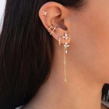 SELFROSE Butterfly Drop Earrings Women, 14K Gold Plated Butterfly Dangle Earrings for Women Trendy Cute Gold Earrings Dainty Gold Drop Earrings Hypoallergenic Butterfly Stud Earrings Jewelry for Women