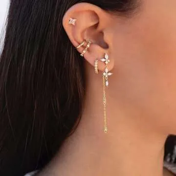 SELFROSE Butterfly Drop Earrings Women, 14K Gold Plated Butterfly Dangle Earrings for Women Trendy Cute Gold Earrings Dainty Gold Drop Earrings Hypoallergenic Butterfly Stud Earrings Jewelry for Women