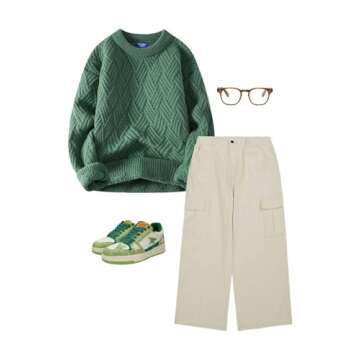 Aelfric Eden Vintage Oversized Sweaters Crewneck Knit Pullover Baggy Loose Casual Cable Sweater 2024 Fall Clothes Green