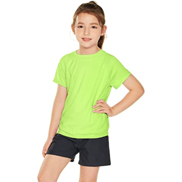 TSLA Youth Kids UPF 50+ Short Sleeve, Aqua Water Swimsuit Top, UV/SPF Surf Swim Shirt, Swim Shirt Li...