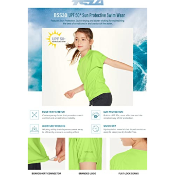 TSLA Kids UPF 50+ Short Sleeve Swim Shirt for Summer Fun