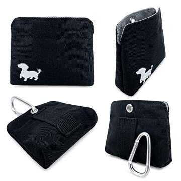 Swaggly Pocket Sized Dog Treat Pouch - Treat Pouches for Pet Training - Extra Small Dog Treat Pouch with Magnetic Closure - Dog Walking Treat Bag For Dog Training - Black with Gray Interior