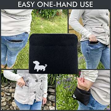 Swaggly Pocket Sized Dog Treat Pouch - Treat Pouches for Pet Training - Extra Small Dog Treat Pouch with Magnetic Closure - Dog Walking Treat Bag For Dog Training - Black with Gray Interior