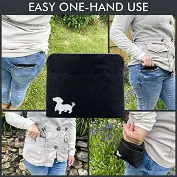 Swaggly Pocket Sized Dog Treat Pouch - Treat Pouches for Pet Training - Extra Small Dog Treat Pouch with Magnetic Closure - Dog Walking Treat Bag For Dog Training - Black with Gray Interior