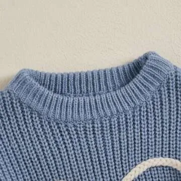 Aiwpstoin Baby Girl Knit Sweater Cute Bow Chunky Knitted Pullover Sweatshirt Toddler Girls Fall Winter Clothes (Blue, 2-3 Years)