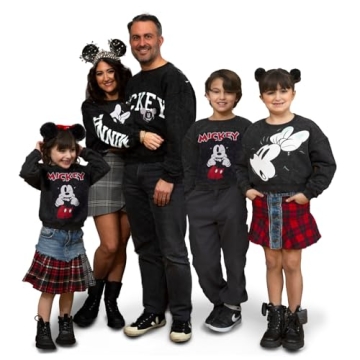Disney Mickey Mouse Little Girls French Terry Matching Family Sweatshirt Black/Red 7-8