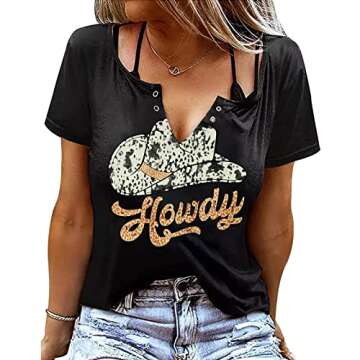 Howdy Shirt Women Western Shirts Rodeo Cowgirl T Shirt Country Concert Outfits Summer Vintage Graphi...