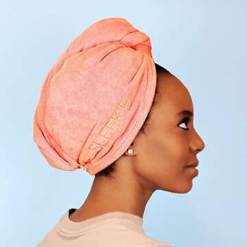 Sleek'e Microfiber Hair Wrap | Ultra Absorbent and Soft Anti-Frizz Quick Dry Hair Turban Twist Towel...
