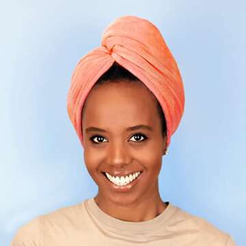 Sleek'e Microfiber Hair Wrap | Ultra Absorbent and Soft Anti-Frizz Quick Dry Hair Turban Twist Towel for Drying Thick, Curly, and Long Hair (Coral)