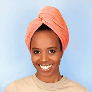 Sleek'e Microfiber Hair Wrap | Ultra Absorbent and Soft Anti-Frizz Quick Dry Hair Turban Twist Towel for Drying Thick, Curly, and Long Hair (Coral)