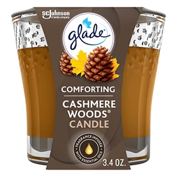 Glade Cashmere Woods Scented Candle Jar, 3.4 Oz - Aroma Bliss