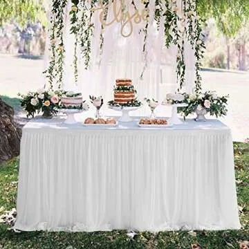 Suppromo White Tulle Table Skirt for Elegant Celebrations