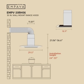 Empava 30 Inch Wall Mount Range Hood with Touch Control