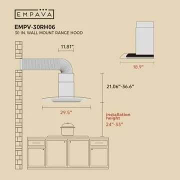 Empava 30 Inch Wall Mount Range Hood with Touch Control