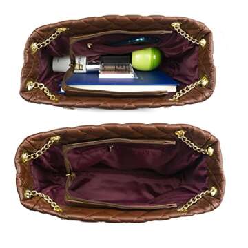 Rejolly Quilted Shoulder Bags for Women PU Leather Ladies Crossbody Handbag Stylish Envelope Purse with Chain Strap (Black)