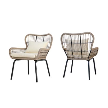 Karen Boho Outdoor Club Chairs Set of 2 Brown Beige