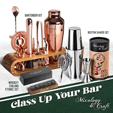 Mixology Bartender Kit: 10-Piece Bar Tool Set with Bamboo Stand