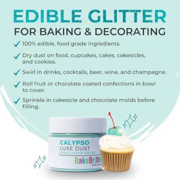 Bulk (20g) Luster Dust Edible Cake Decorations, Teal Edible Dust for Cake Edible Luster Dust for Cup...