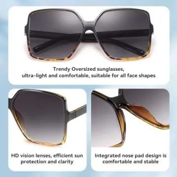 Dollger Oversized Square Sunglasses for Women Big Large Wide Fashion Shades for Men UV Protection Unisex