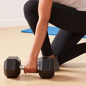 Durable Amazon Basics 35 lb Rubber Hex Dumbbell for All Fitness