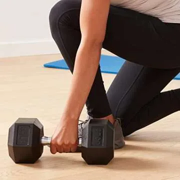 Durable Amazon Basics 35 lb Rubber Hex Dumbbell for All Fitness