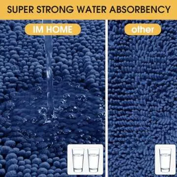 ACCUMTEK Upgrade Luxury Denim Blue Toilet Bathroom Rug Mat 24" x 20" Contour Rug, Ultra Soft Thick Absorbent Bath Mats, Non Slip Chenille Toilet Mat for Bathroom, Bedroom, Kitchen, Shower, Tub