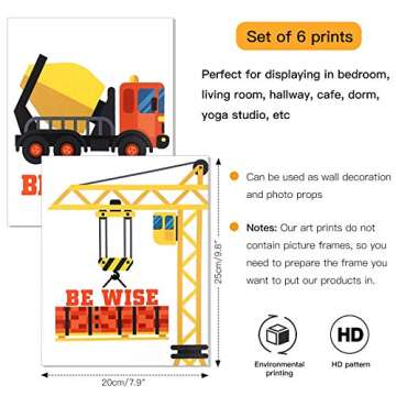 Inspirational Construction Trucks Canvas Art for Kids