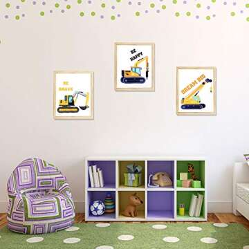 Inspirational Construction Trucks Canvas Art for Kids