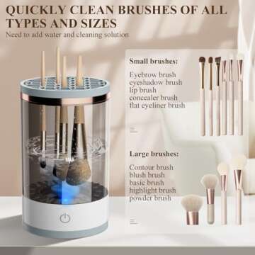 Electric Makeup Brush Cleaner, Cosmetic Brush Cleaner, Upgraded Electric Makeup Brush Cleaner with B...