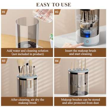 Electric Makeup Brush Cleaner, Cosmetic Brush Cleaner, Upgraded Electric Makeup Brush Cleaner with Brush Clean Mat, Automatic Spinning Makeup Brush Cleaner for All Size Makeup Brush