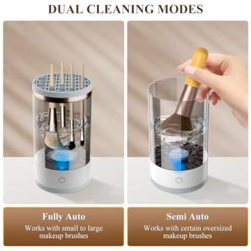Electric Makeup Brush Cleaner, Cosmetic Brush Cleaner, Upgraded Electric Makeup Brush Cleaner with Brush Clean Mat, Automatic Spinning Makeup Brush Cleaner for All Size Makeup Brush