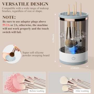 Electric Makeup Brush Cleaner, Cosmetic Brush Cleaner, Upgraded Electric Makeup Brush Cleaner with Brush Clean Mat, Automatic Spinning Makeup Brush Cleaner for All Size Makeup Brush