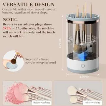 Electric Makeup Brush Cleaner, Cosmetic Brush Cleaner, Upgraded Electric Makeup Brush Cleaner with Brush Clean Mat, Automatic Spinning Makeup Brush Cleaner for All Size Makeup Brush