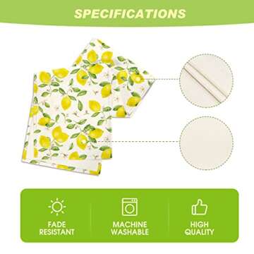 Artoid Mode Lemons Leaves Flower Buds Summer Table Runner, Seasonal Spring Kitchen Dining Table Decoration for Home Party Decor 13x72 Inch