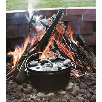 Lodge L10DCO3 Cast Iron Deep Camp Dutch Oven, Pre-Seasoned, 5-Quart and 10 Inch Camp DO Tote Bag,Black