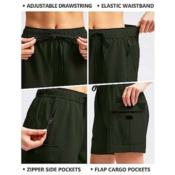 SANTINY Women's Quick Dry Hiking Cargo Shorts with Pockets