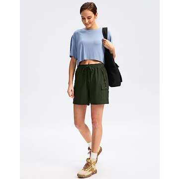 SANTINY Women's Quick Dry Hiking Cargo Shorts with Pockets