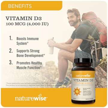 NatureWise Vitamin D3 4000iu (100 mcg) 1-Year Supply for Immune Support, Healthy Muscle Function, an...
