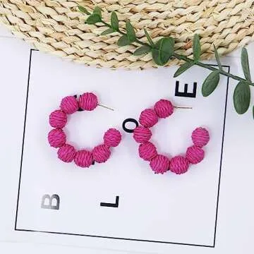 Stylish Rattan Hoop Earrings for Women - Perfect Summer Accessory