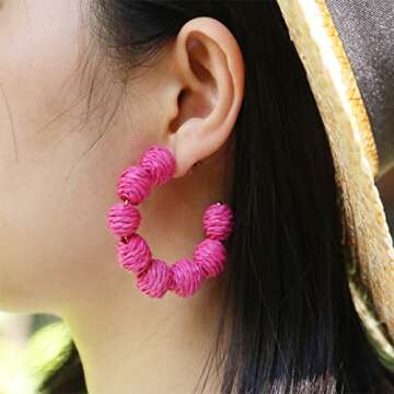 Stylish Rattan Hoop Earrings for Women - Perfect Summer Accessory
