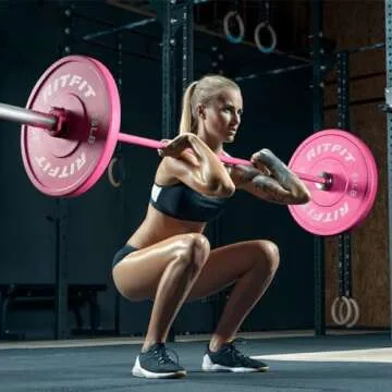 RITFIT Pink Weight Plates, 2 Inch Olympic Barbell Weight Plate, Bumper Plates With Steel Insert, Pink Weights for Gym and Home