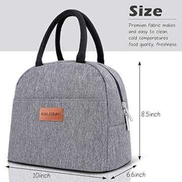 BALORAY Lunch Bag for Women Men Insulated Lunch Box for Adult Reusable Lunch Tote Bag for Work, Picnic or Travel (Grey)