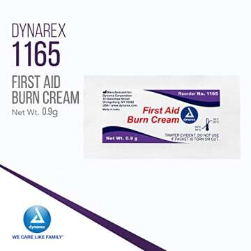 Dynarex First Aid Burn Cream - Burn Ointment For Minor Cuts, Wounds, Burns - Single Dose Water-Based...