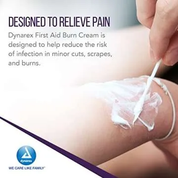 Dynarex First Aid Burn Cream - Burn Ointment For Minor Cuts, Wounds, Burns - Single Dose Water-Based Formula with Benzalkonium Chloride - For Medical & Home Care - 0.9g Packets, Box of 144