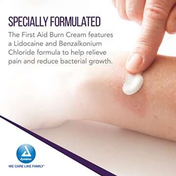 Dynarex First Aid Burn Cream - Burn Ointment For Minor Cuts, Wounds, Burns - Single Dose Water-Based Formula with Benzalkonium Chloride - For Medical & Home Care - 0.9g Packets, Box of 144