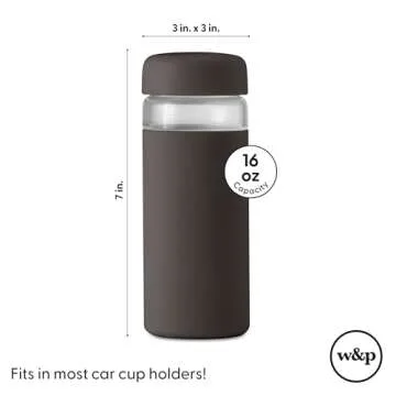 W&P Porter Glass Wide Mouth Bottle w/ Protective Silicone Sleeve | Blush 16 Ounces | On-the-Go | Reusable Bottle | Portable and Lightweight | Dishwasher Safe
