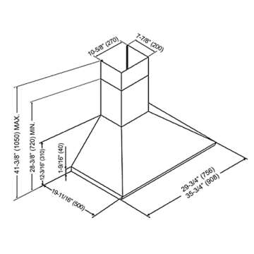 KOBE Range Hoods CHX8136SQB-2 Wall Mount Range Hood, 36-Inch, Stainless Steel