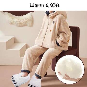 Caramella Bubble Cute Fuzzy Animal Paw Slippers Fluffy Animal Claw Slippers Soft Funny Monster House Shoes for Adults Women for Vacation Birthday