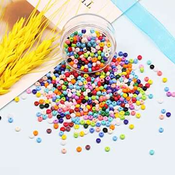 BALABEAD 3mm Round Size Almost Uniform Glass Seed Beads with Beading Kit, About 7800pcs in Box 24 Mu...